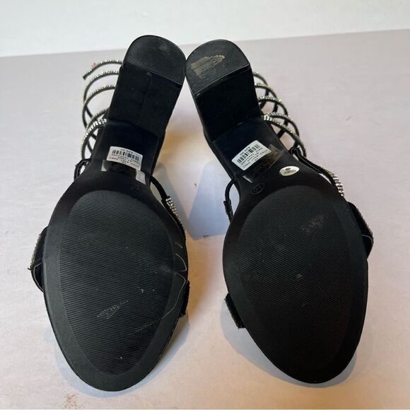 Charlotte Russe Women's High Heels Black with Sparkly Silver Ankle Wraps Size 10 - Picture 6 of 8